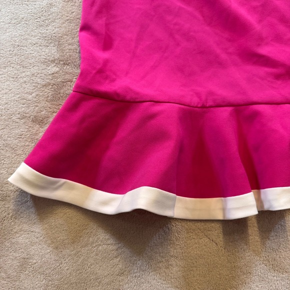 Victoria Beckham Pink Ruffle Hem Shift Dress Sleeveless Mini Mod Party Sz M - Picture 9 of 15